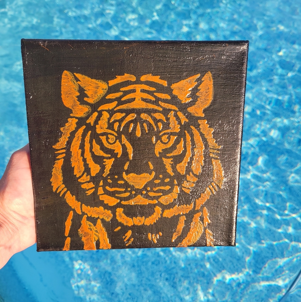 black and orange bengals painting